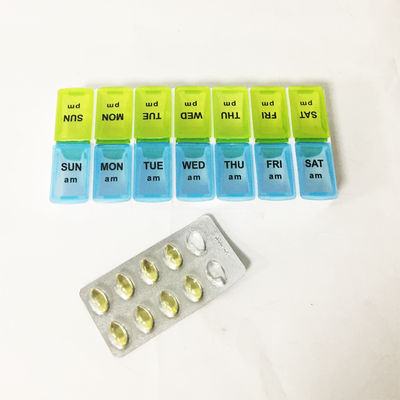 Portable 14 Compartment Pill Box with 10 Compartments Made of PP Material